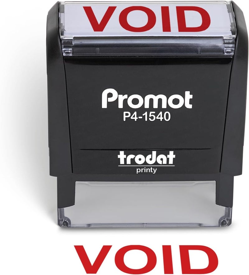 Promot Void Self Inking Rubber Stamp - Refillable Stampers for Office - Business, Accounting, Bookkeeping, Coding, Legal, Notary, Work, Ordering, Inventory Stamps - Red Ink - Image 1